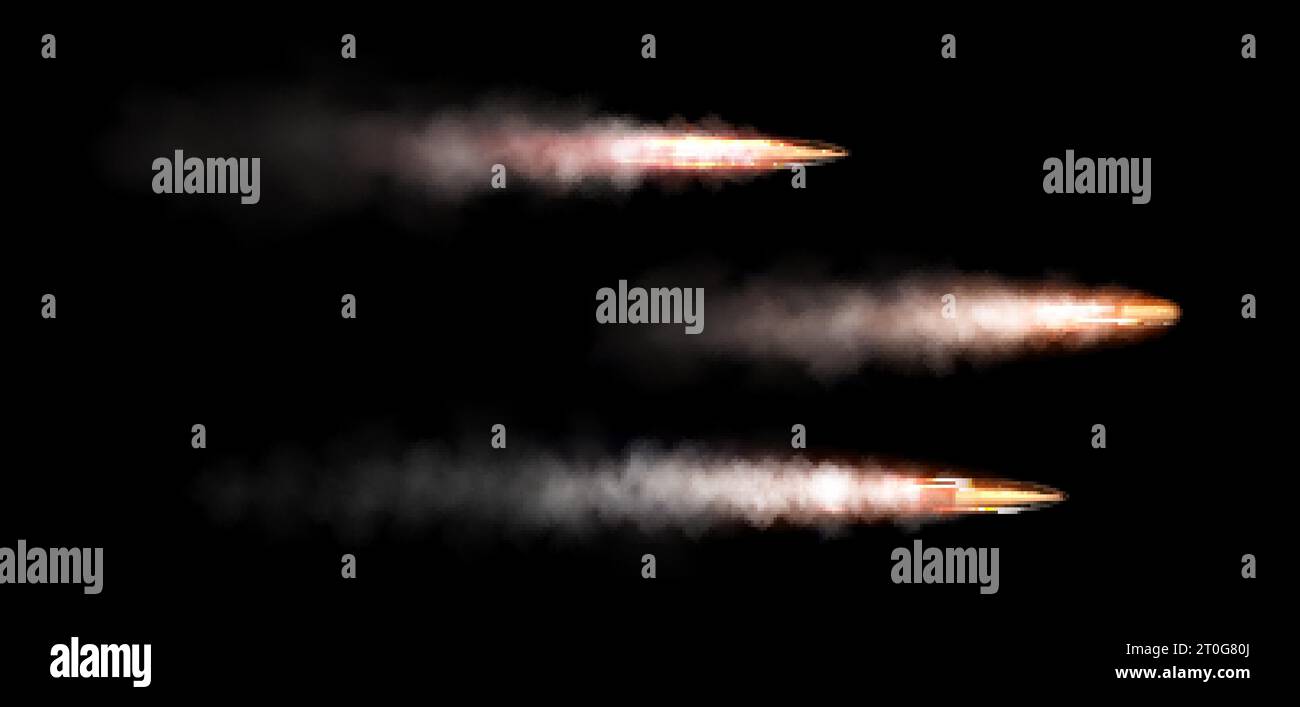 Bullet after shot with fire and smoke trail - realistic vector