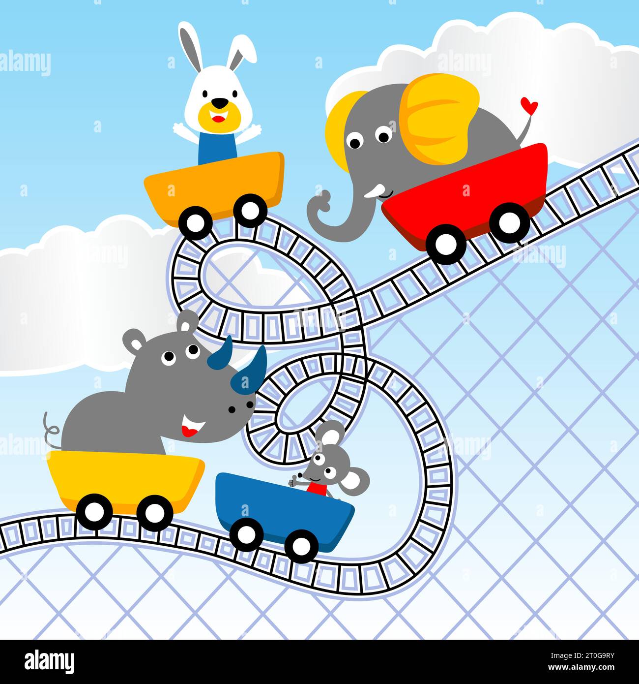 cute animals cartoon playing roller coaster Stock Vector Image & Art
