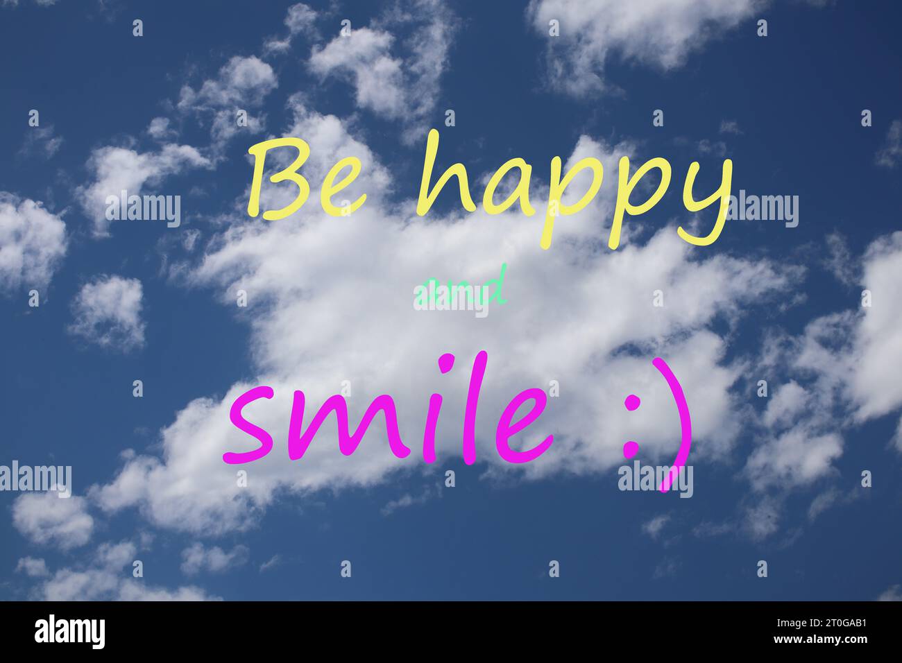 Quote. Saying. Motivational and inspirational quotes - Be happy and smile. Stock Photo
