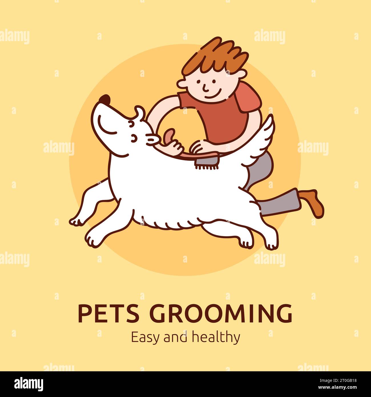 Pet grooming easy and healthy poster for cats and dogs owners flat