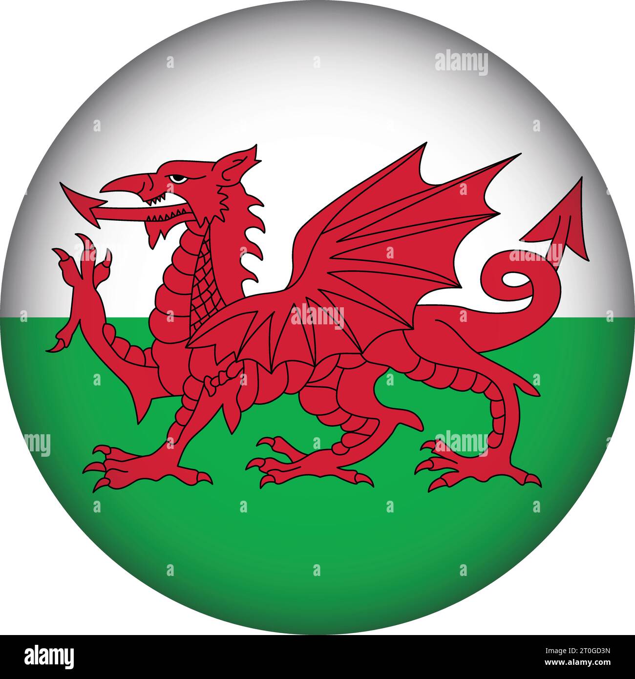 Wales Flag Round Shape Stock Vector