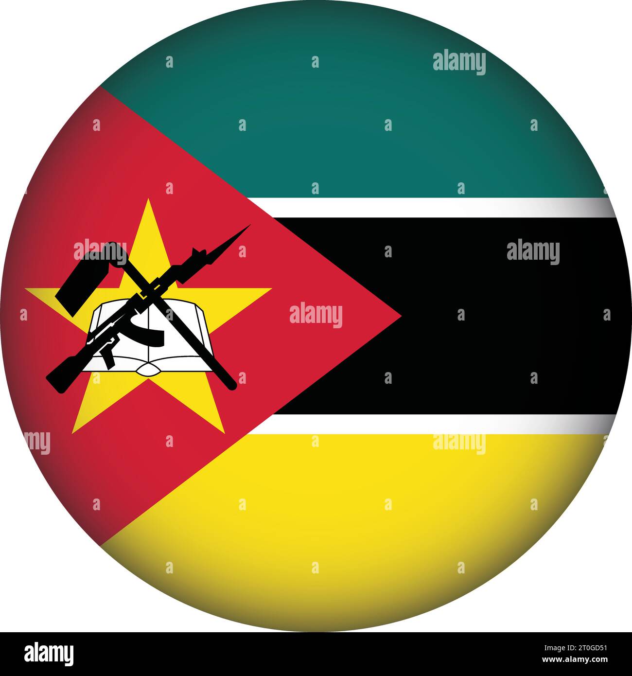 Mozambique Flag Round Shape Stock Vector