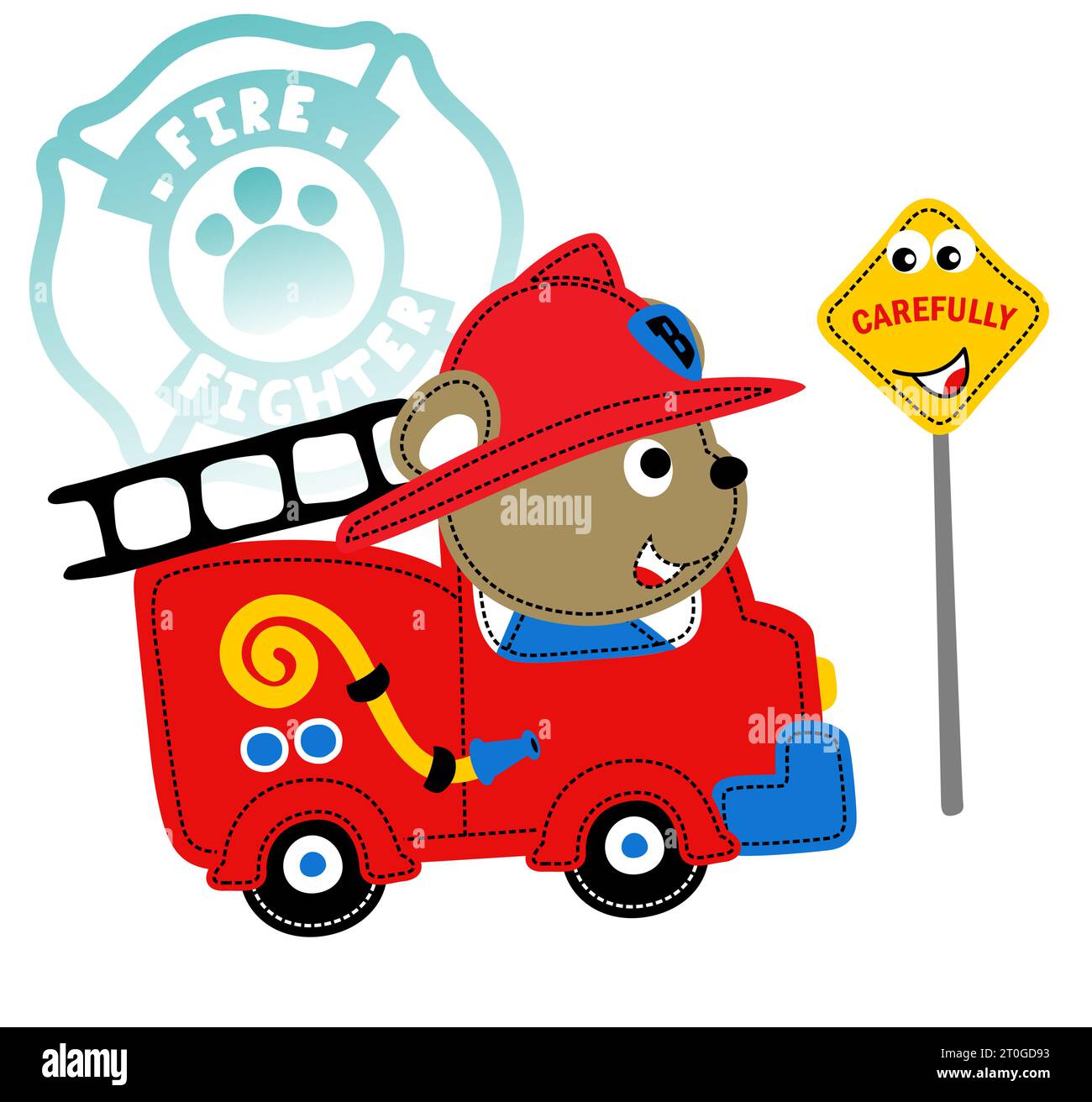 Children on fire truck Cut Out Stock Images & Pictures - Alamy