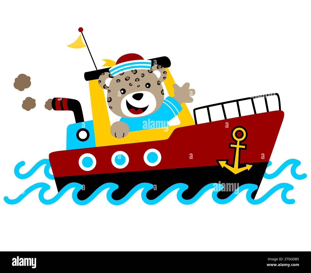 vector cartoon of leopard in sailor costume on boat Stock Vector Image ...