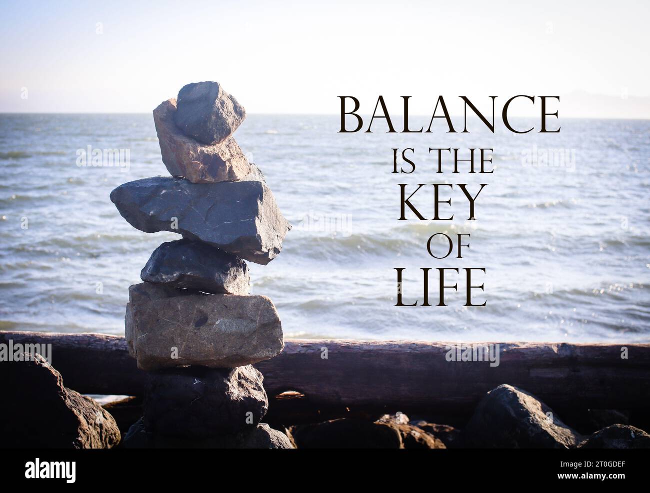 Quote. Saying. Motivational and inspirational life quotes Balance is the key of life Stock