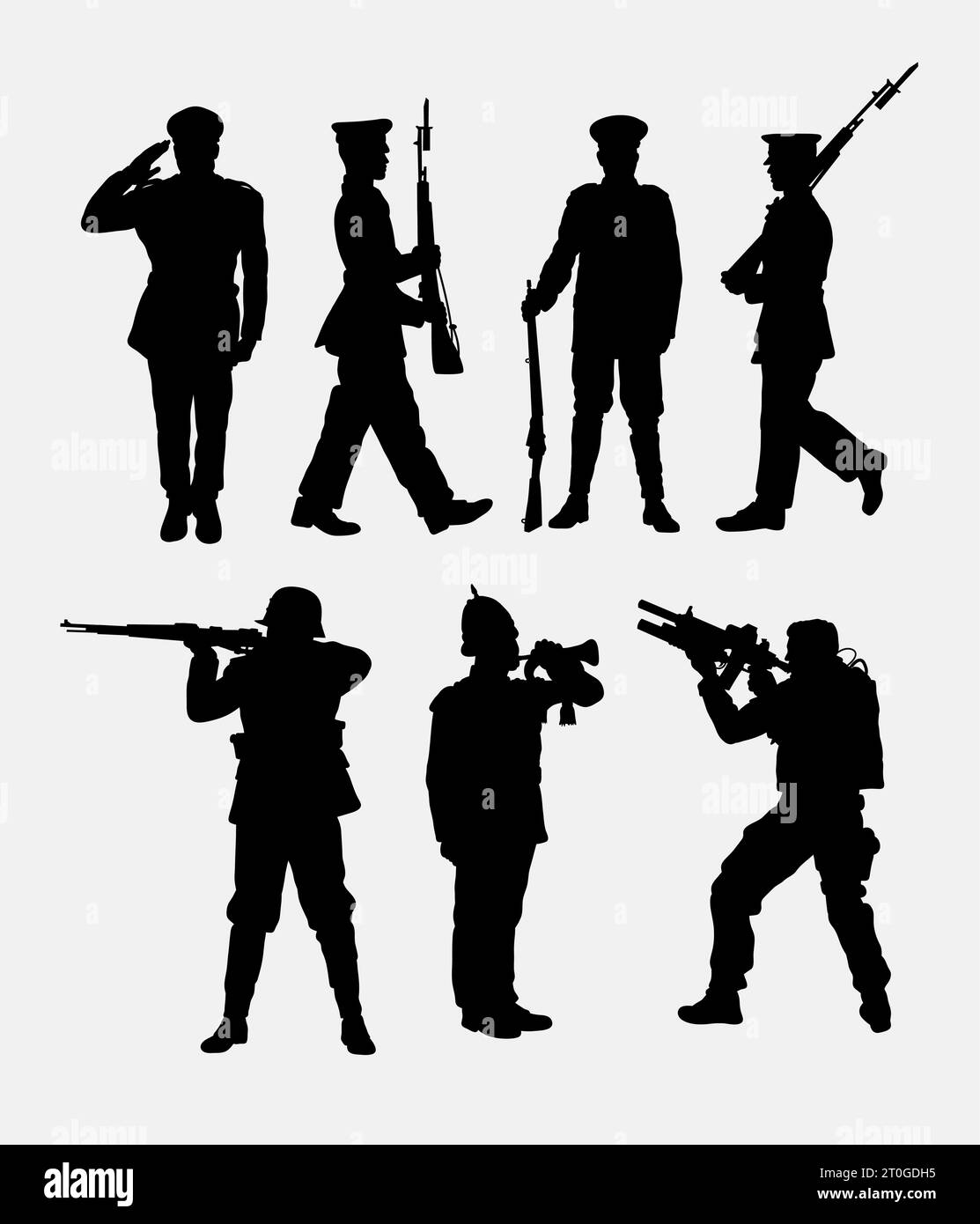 policeman and soldier silhouette Stock Vector