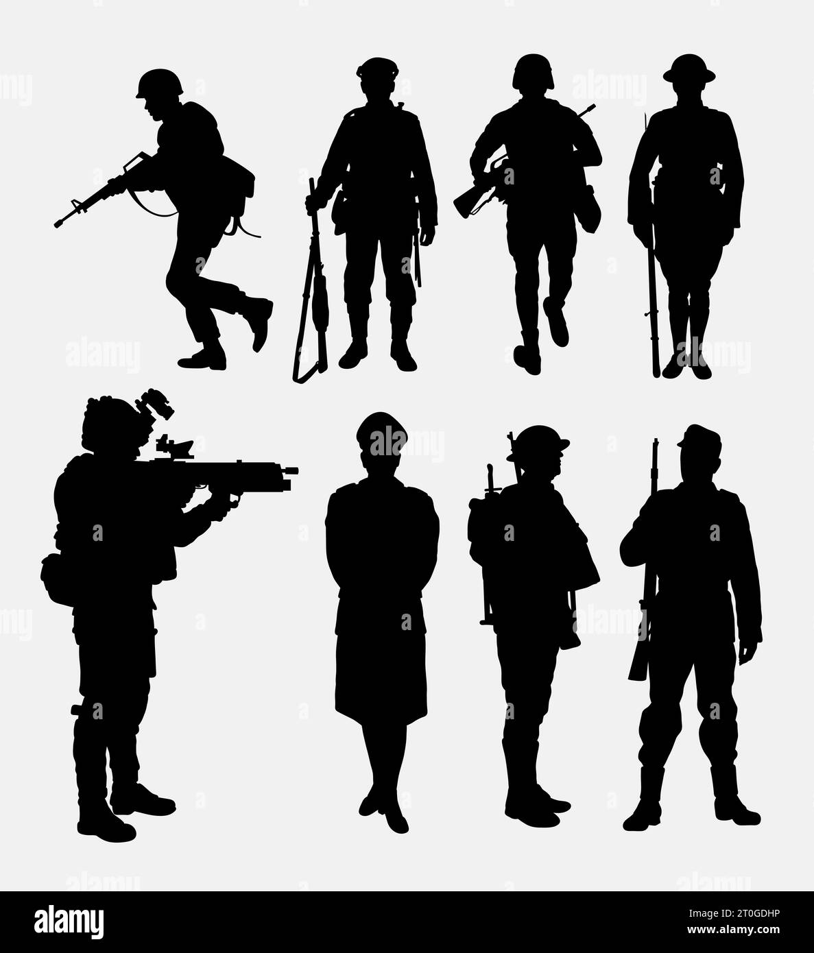 army soldier and police action silhouette Stock Vector