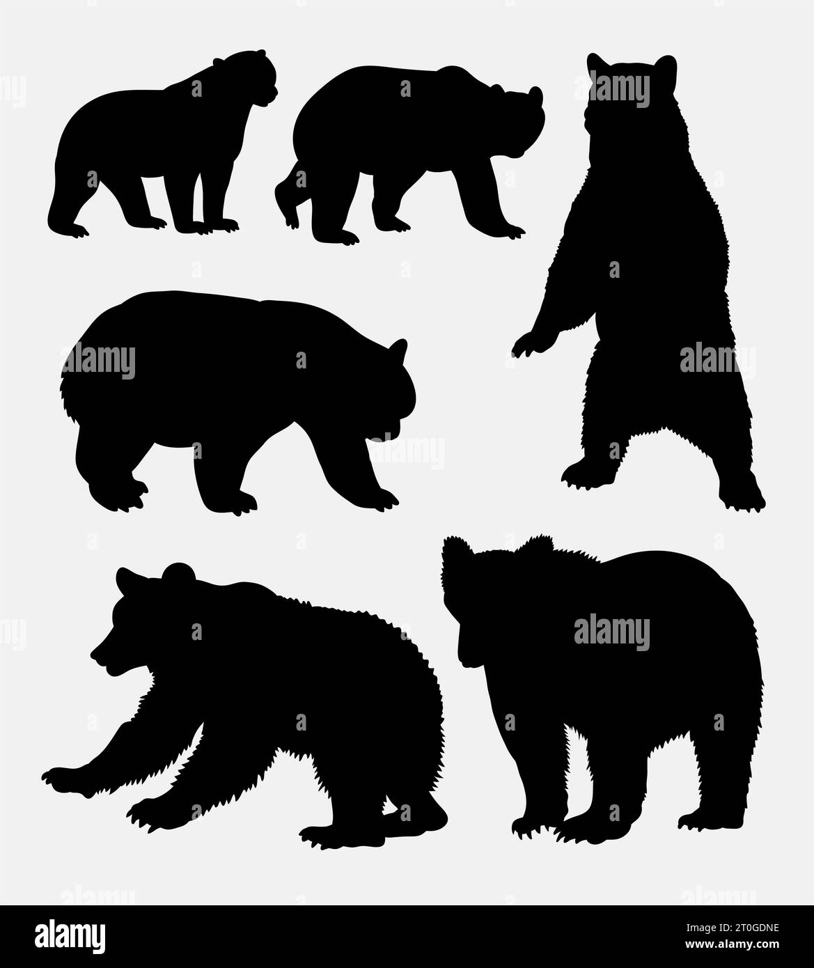 grizzly bear pose silhouette Stock Vector