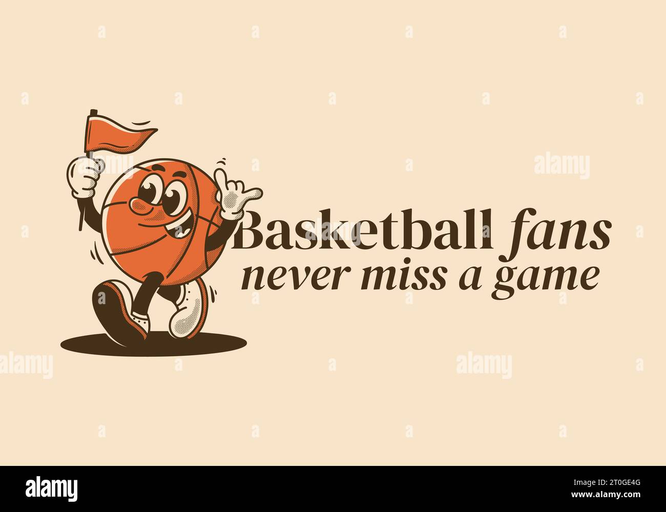 Basketball fans, never miss a game. Retro mascot character illustration
