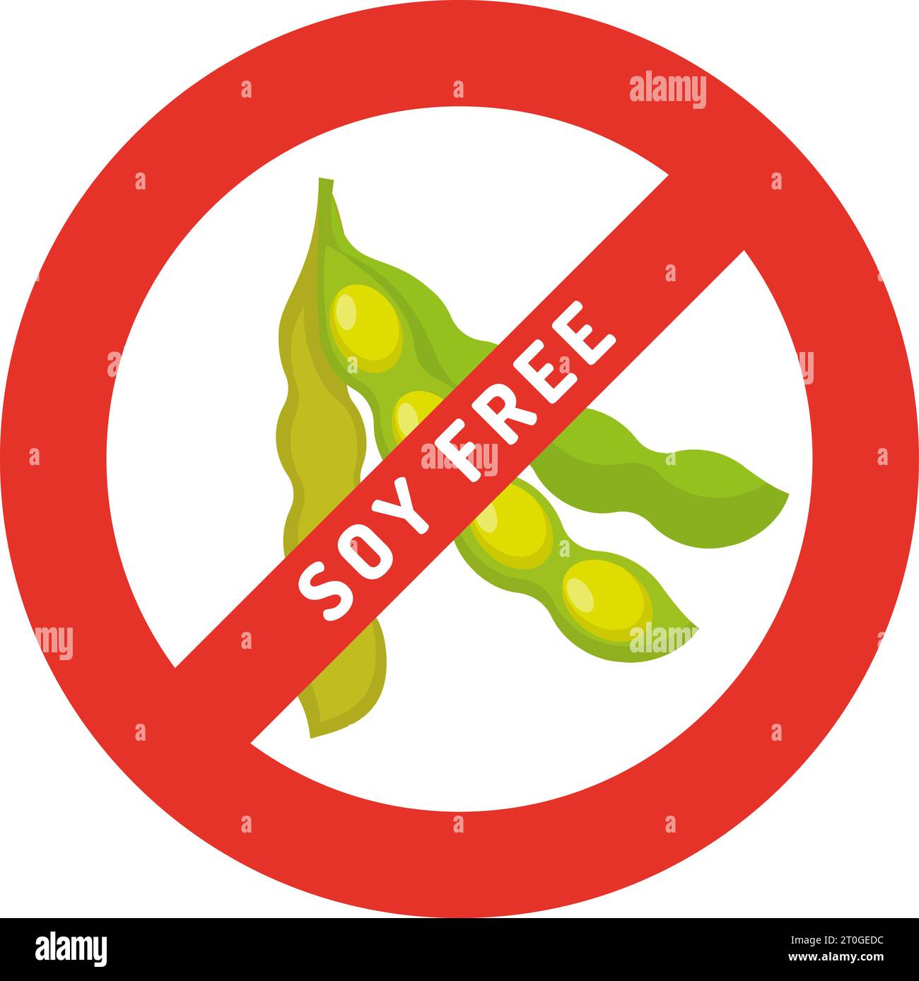 Soy free logo with soybean in red stop sign vector illustration Stock