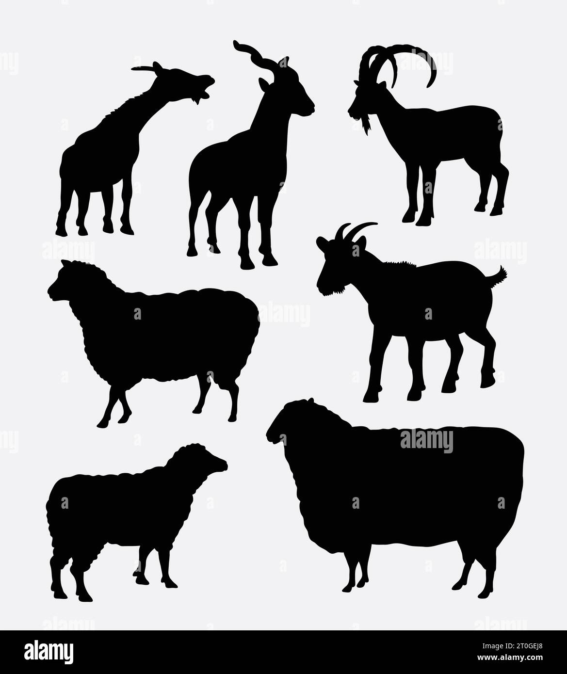 goat and sheep animal silhouette Stock Vector
