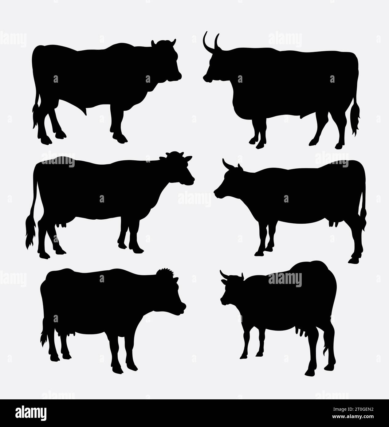 cow farm animal silhouette Stock Vector