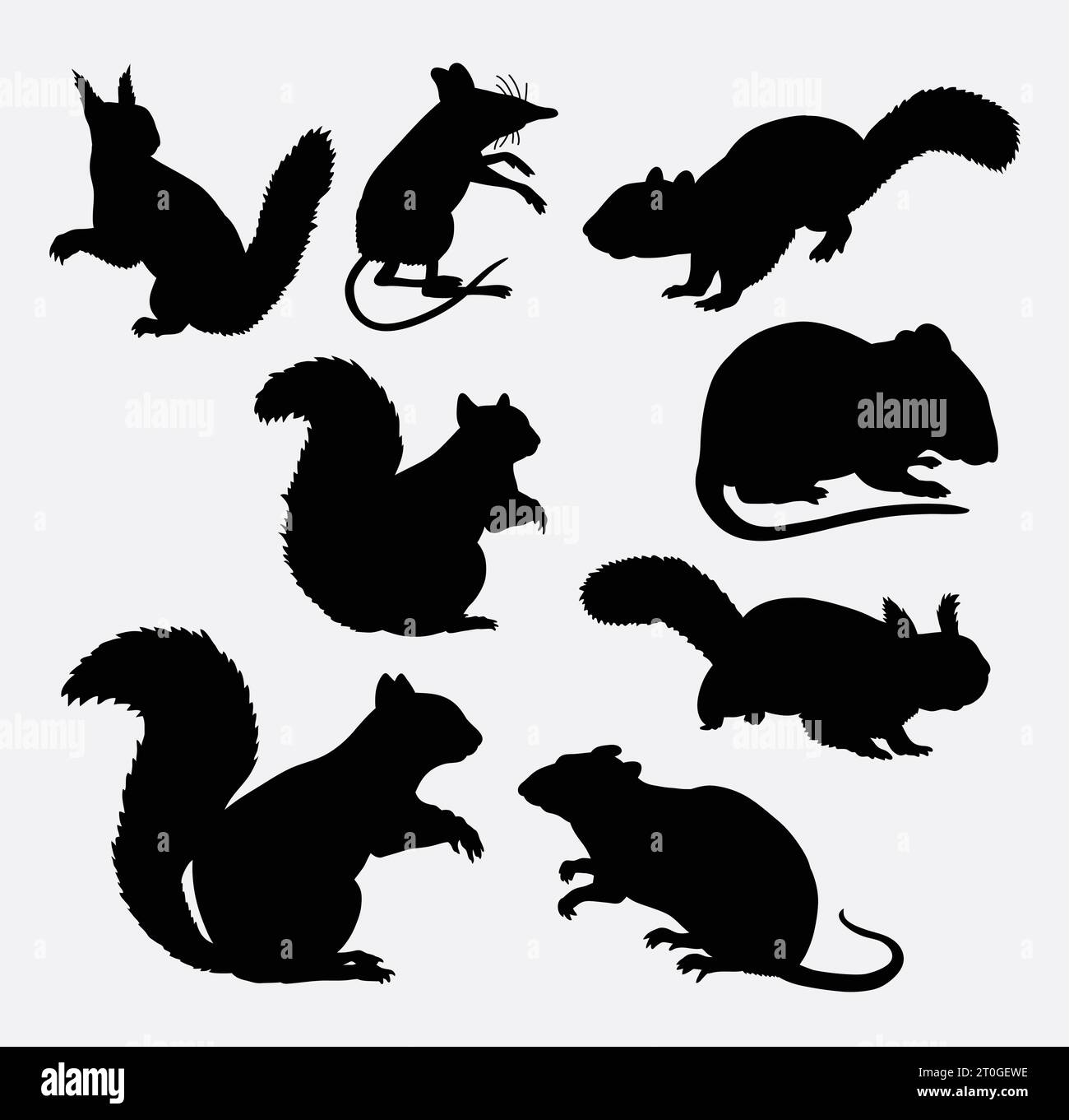 squirrel, mouse and rat animal silhouette Stock Vector