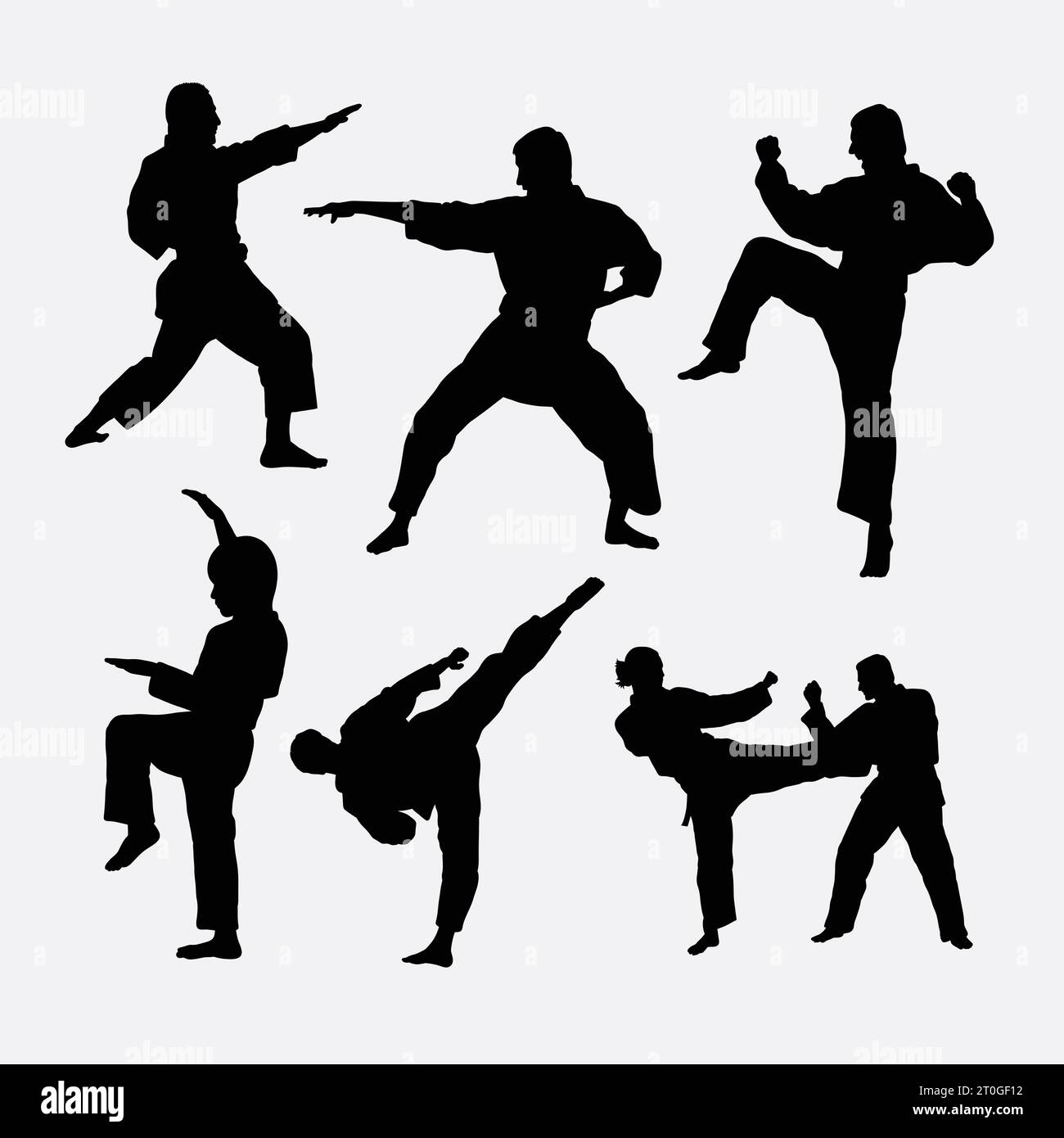 karate sport male action silhouette Stock Vector