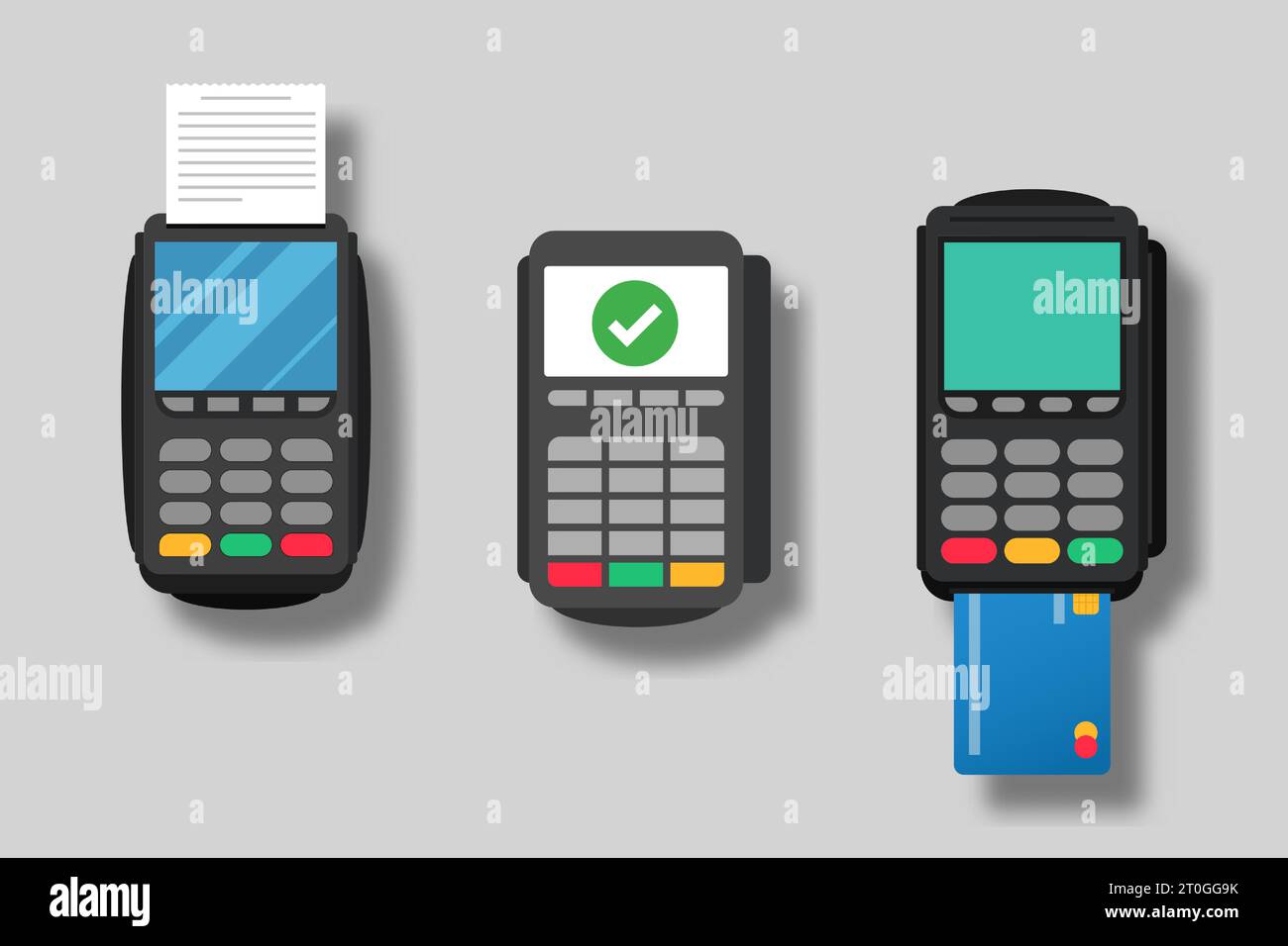Pos Background Design set illustration of wireless pos terminal concept design on grey ...