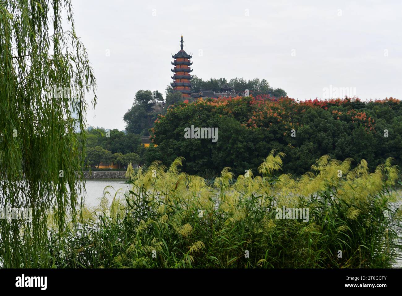 Photo of Jinshan Temple, the famous ancient Chinese building, located in Zhenjiang City, Jiangsu Province, China Stock Photo