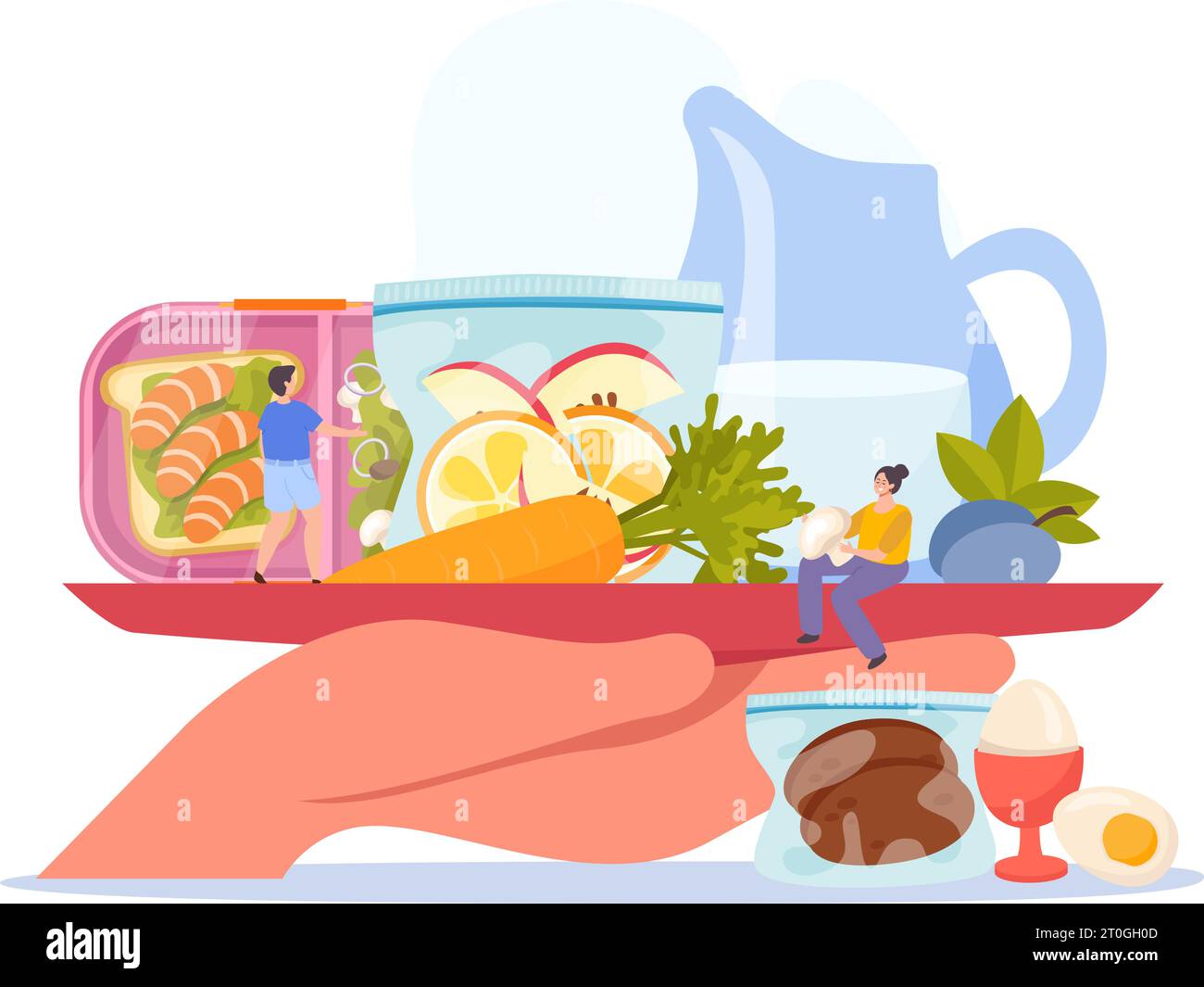 Food containers and zero waste storage composition with human hand ...