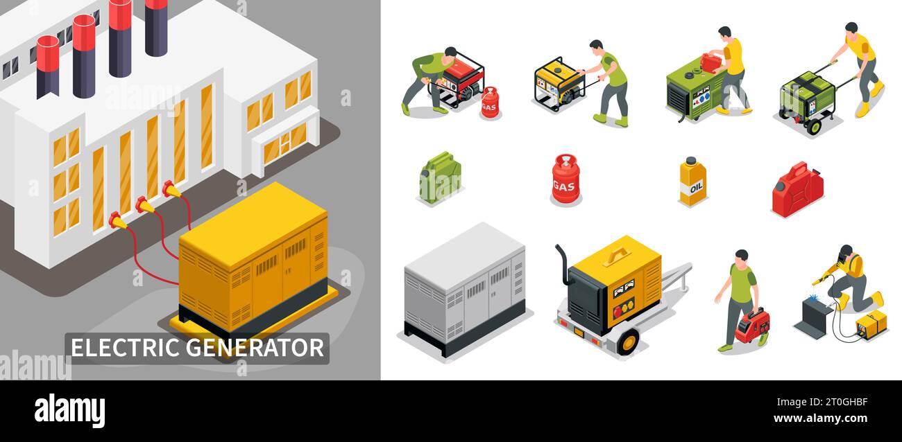 Electric generator composition with battery and power source symbols ...