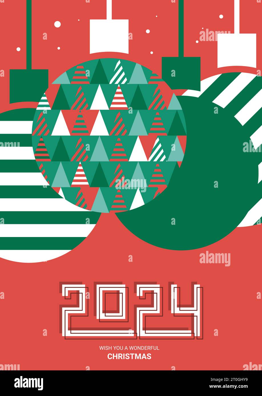 Merry Christmas and Happy New Year 2025 of greeting card, poster