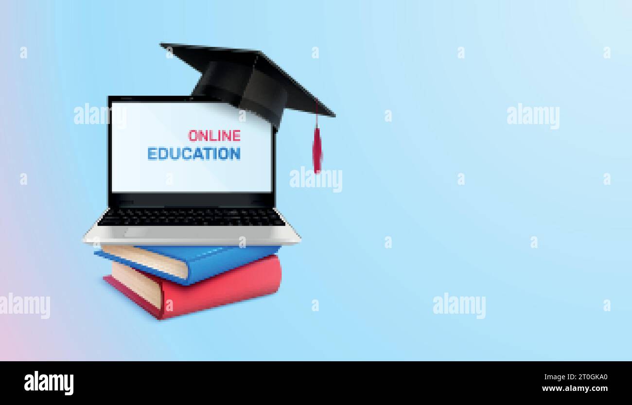 Graduation education realistic composition with gradient background and ...