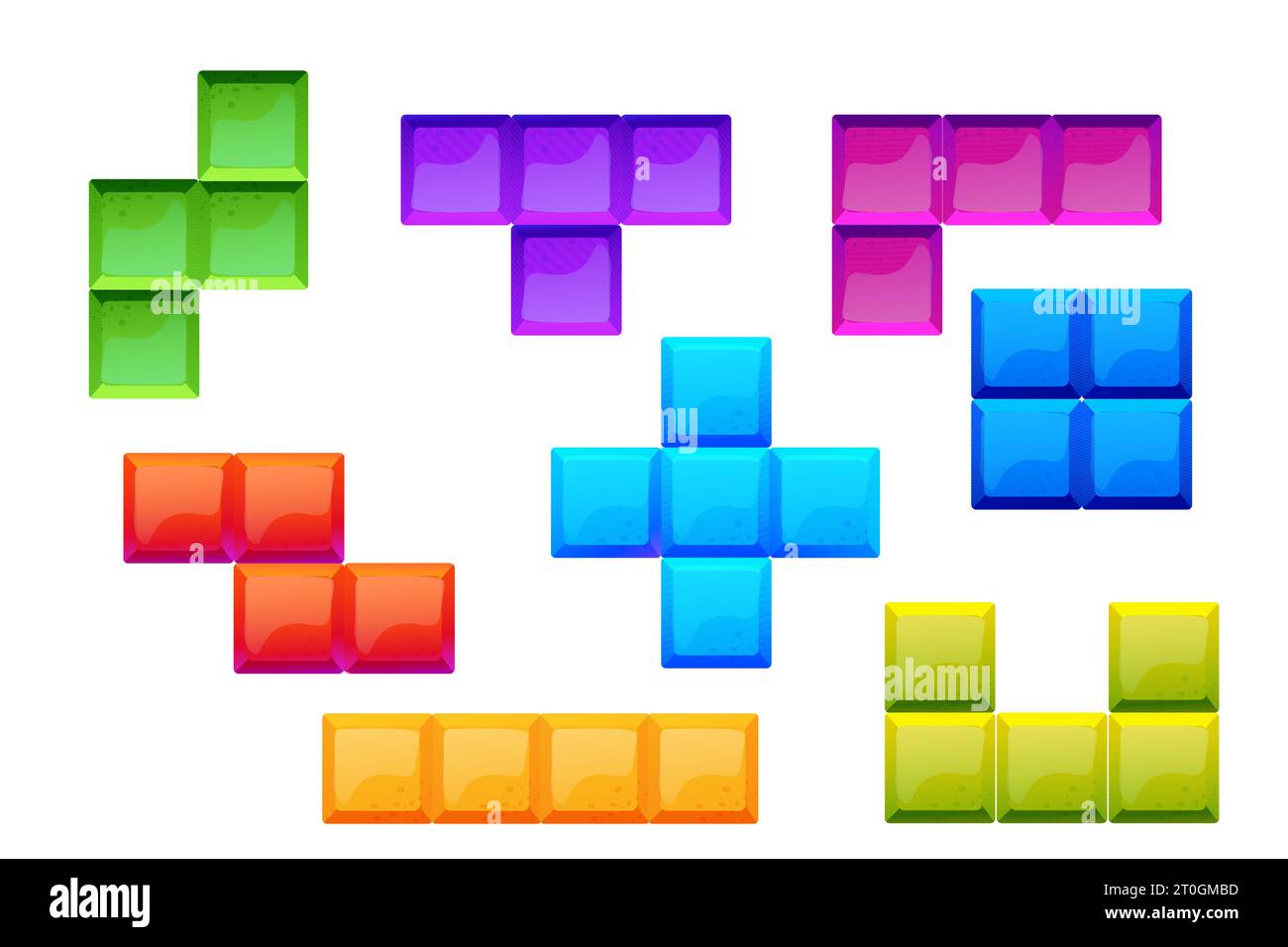 Tetris block game shape set isolated Royalty Free Vector