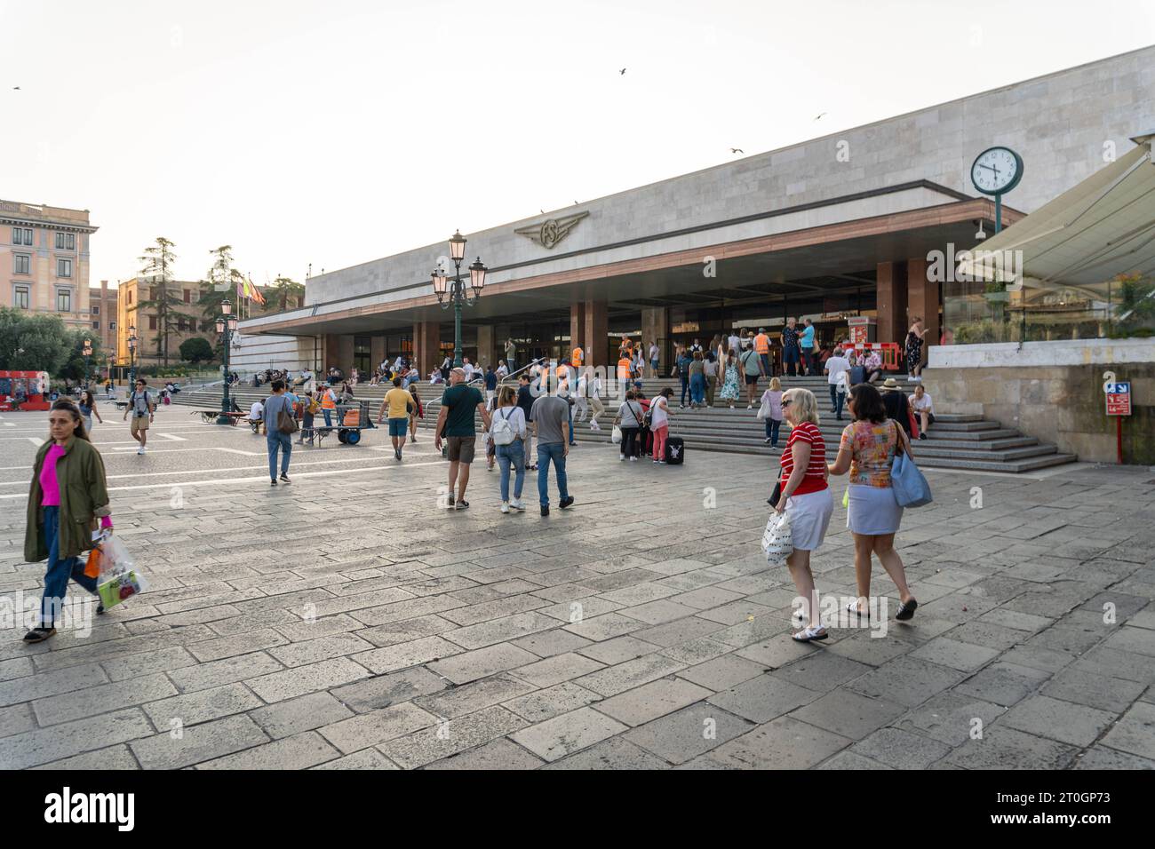 Venice, Italy. 2nd Oct, 2023. Venice Central Station with Ferrovie