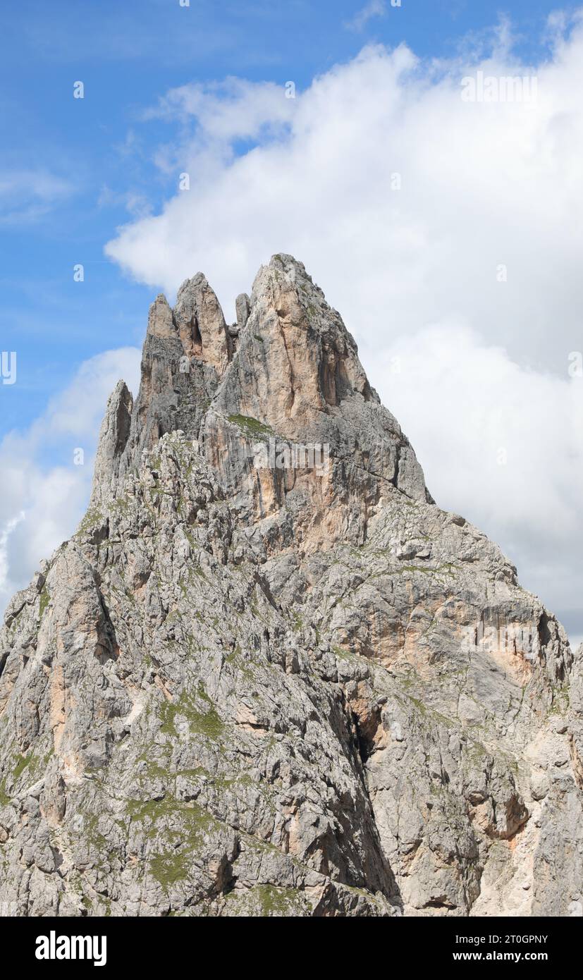 Rock mountain of the group called PALE DI SAN MARTINO in the European Alps in Northern Italy in summer Stock Photo