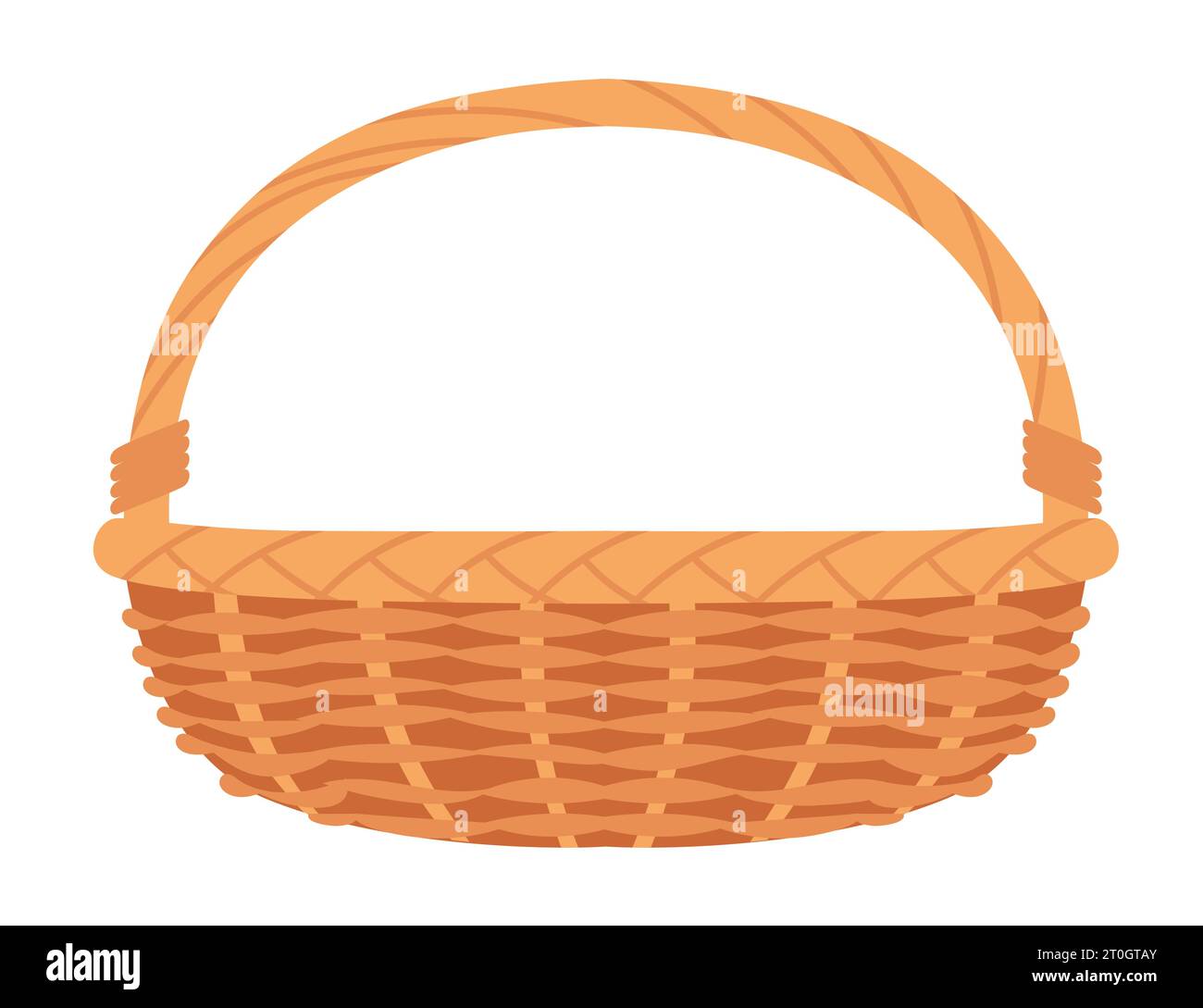 Handmade wooden basket with handle vector illustration isolated on