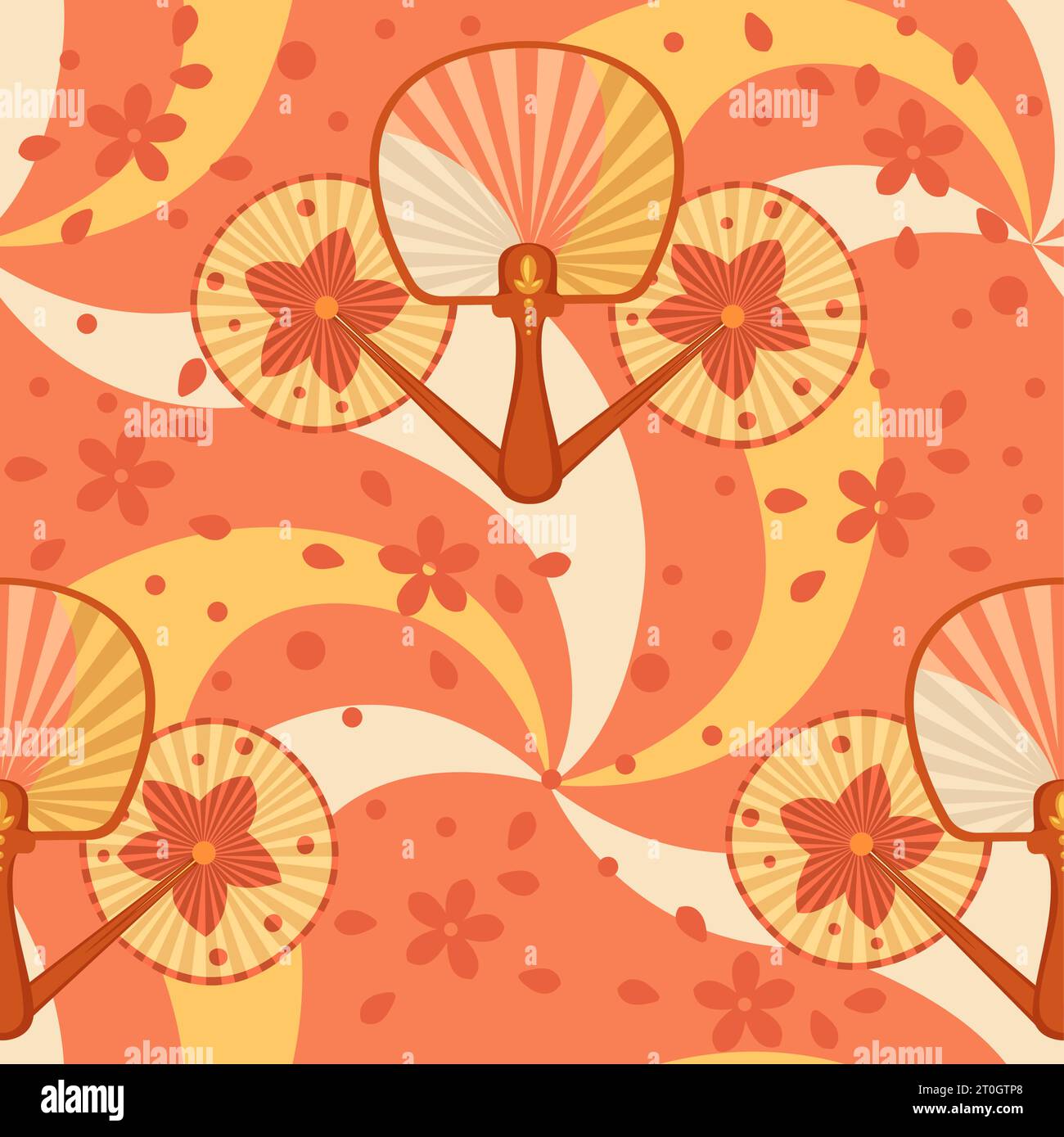 Seamless pattern classic asian style hand fan vector illustration Stock Vector