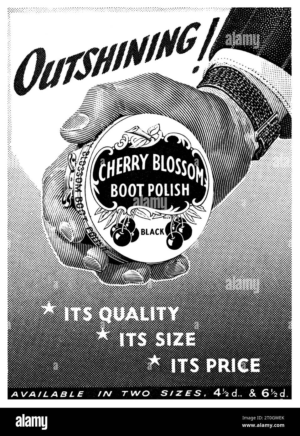 1953 British advertisement for Cherry Blossom Boot and Shoe Polish