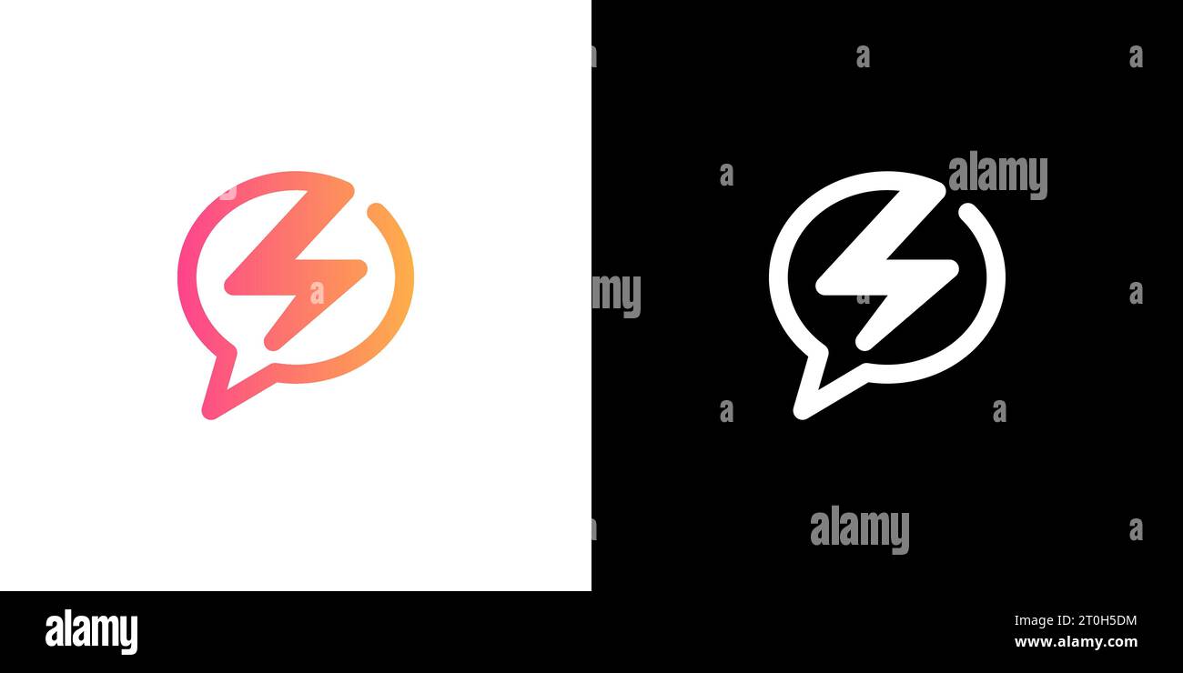 Chat Thunderbolt logo, Talk lightning logo, quick flash chat logo, icon, vector Stock Vector
