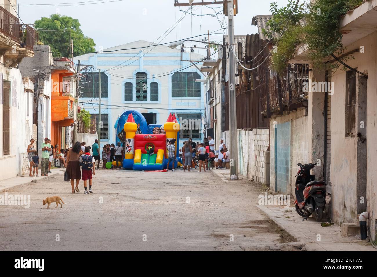 Havana, Cuba - September 29, 2023: A group of Cuban people by an