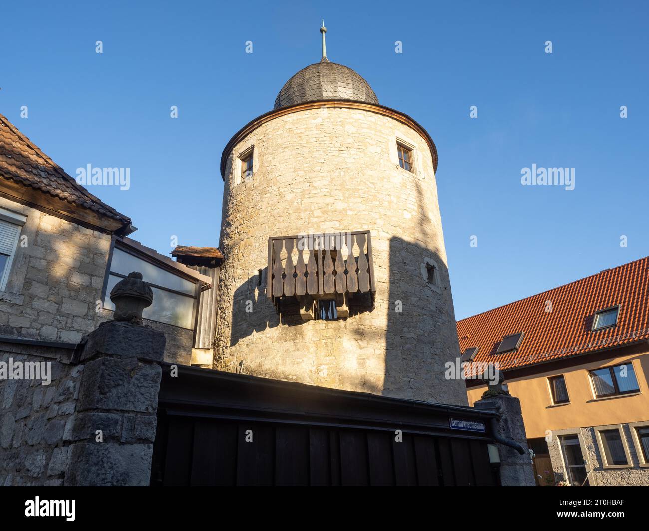 Rumorknechtsturm, old town tower, Sommerhausen, Mainfranken, Lower Franconia, Franconia, Bavaria, Germany Stock Photo