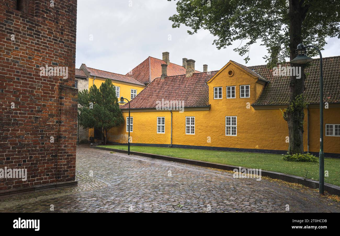 Historical houses in the Roskilde city centre, Denmark Stock Photo Alamy