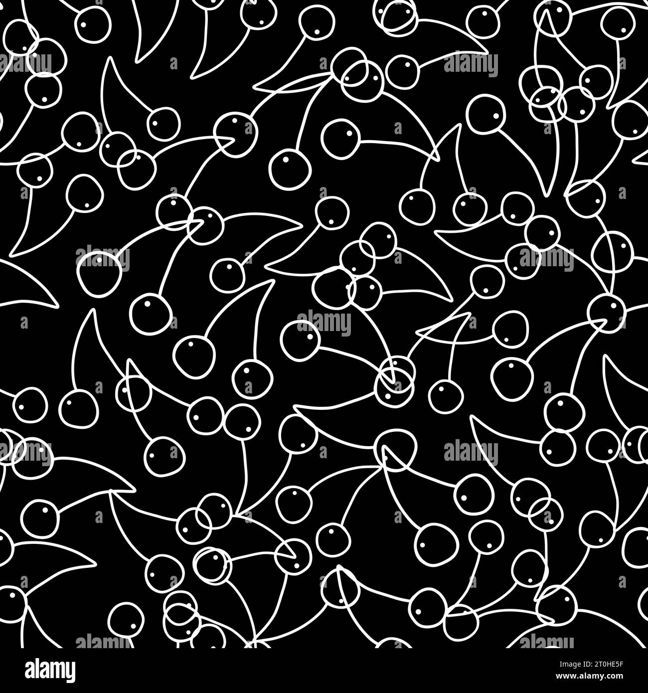 Vector hand drawn seamless pattern cherry on white background Stock ...