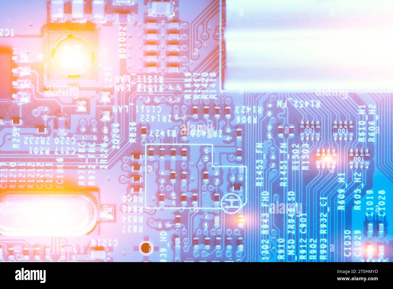 Background, a chip with bright lights Stock Photo