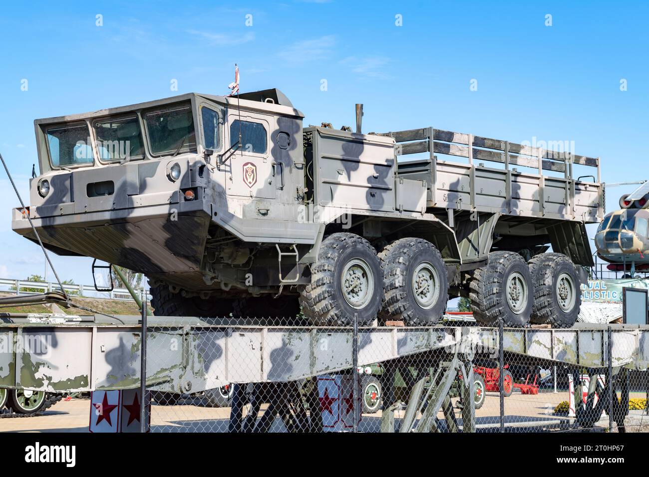 KAMENSK-SHAKHTINSKY, RUSSIA - OCTOBER 04, 2021: Military artillery tractor BAZ-6953 at the Patriot Park exposition on a sunny day Stock Photo
