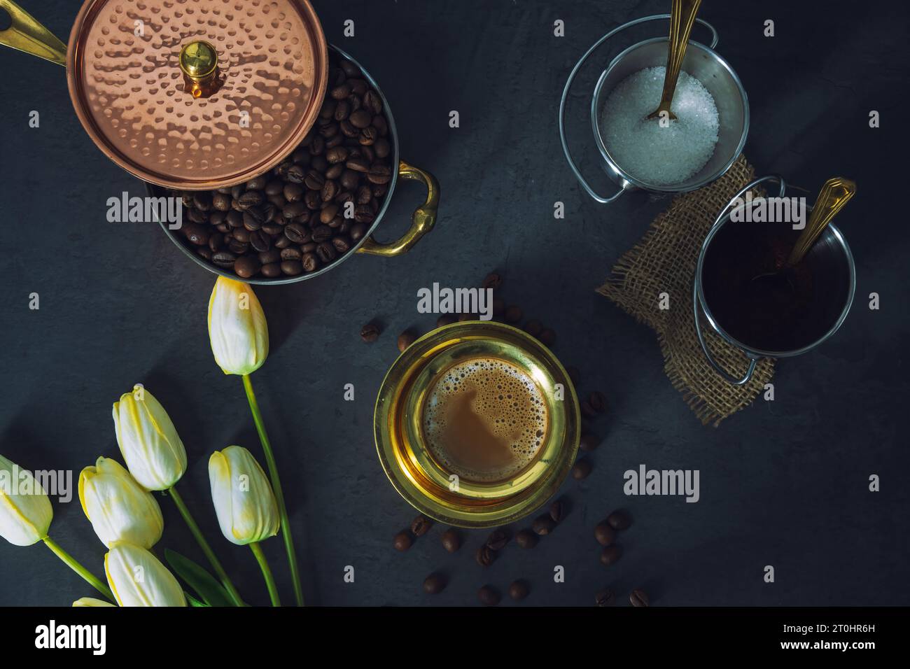 South Indian Filter coffee served in a traditional brass tumbler or cup