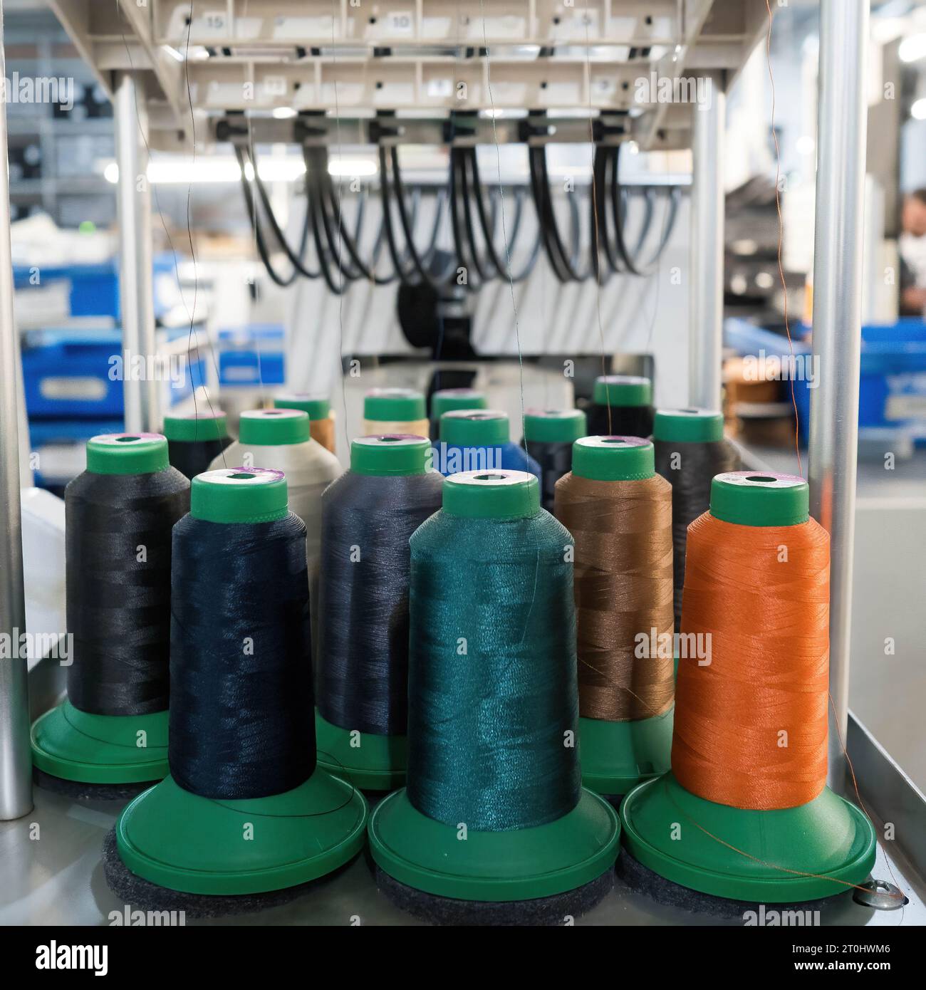 Threads for car seat manufacturing at the Aston Martin factory in Gaydon, Warwickshire Stock Photo