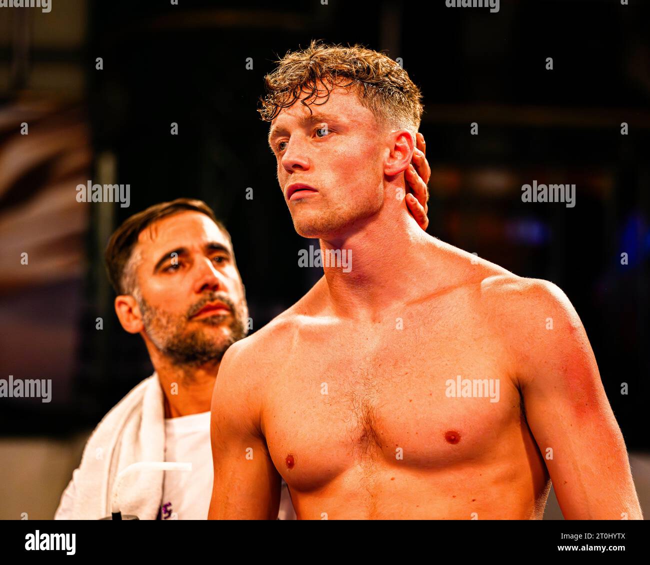 LONDON, UNITED KINGDOM. 06 Oct, 23. Carl Fail vs Angel Emilov - International Super-Welterweight Contest during Zorro vs D'Ortenzi Fight Night and undercards at York Hall on Friday, October 06, 2023 in LONDON, ENGLAND. Credit: Taka G Wu/Alamy Live News Stock Photo