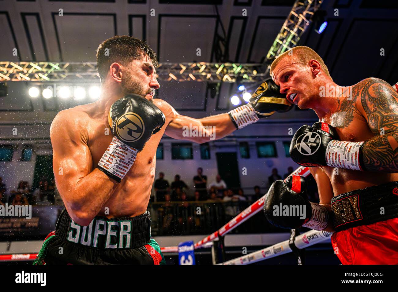 LONDON, UNITED KINGDOM. 06 Oct, 23. Masood Adbullah vs Marc Leach - Vacant Commonwealth Silver Featherweight Championship  during Zorro vs D'Ortenzi Fight Night and undercards at York Hall on Friday, October 06, 2023 in LONDON, ENGLAND. Credit: Taka G Wu/Alamy Live News Stock Photo