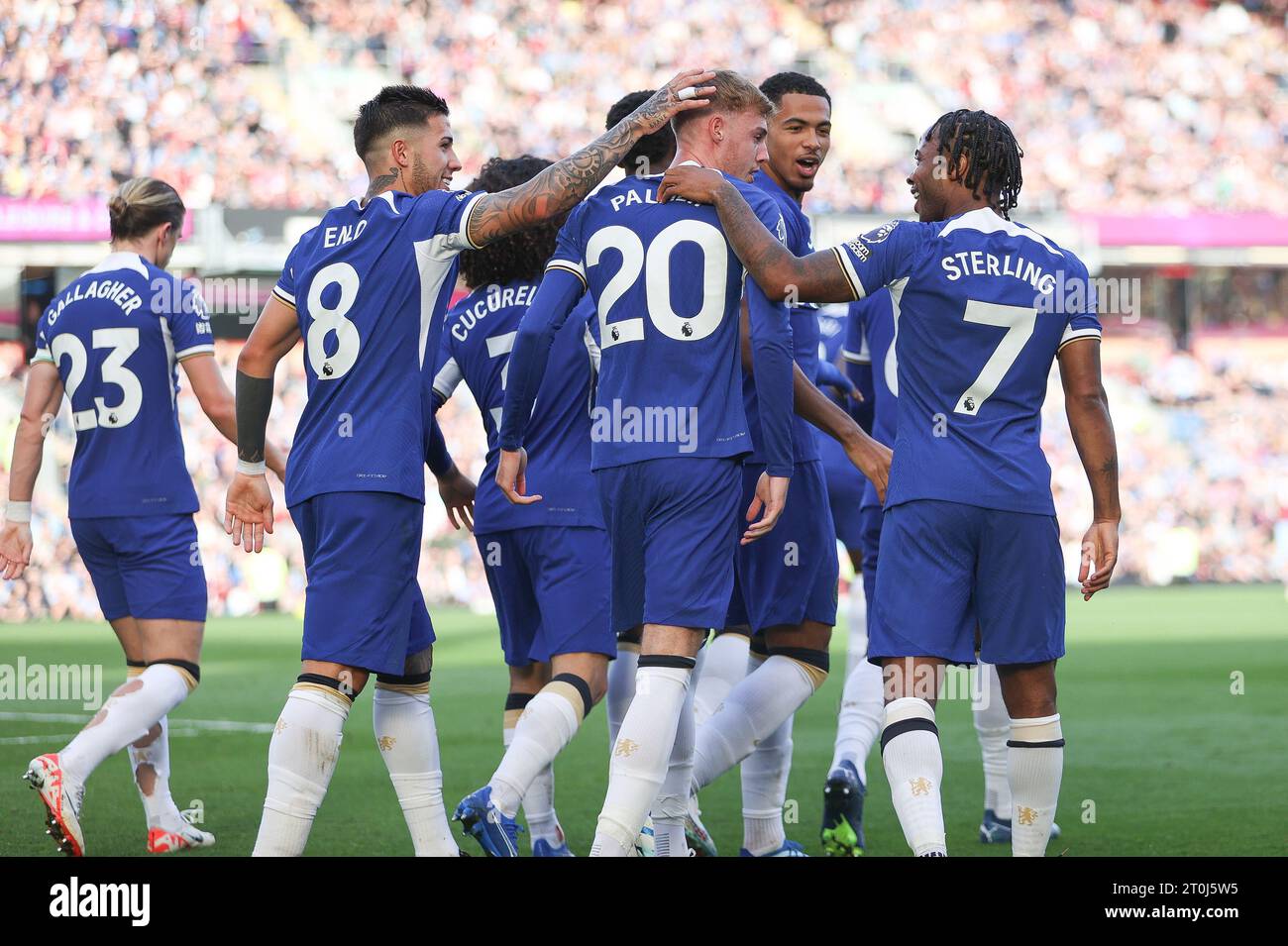 Cole Palmer of Chelsea scores his team's second goal from the penalty spot during the Premier League match between Burnley and Chelsea at Turf Moor, Burnley, on Saturday 7th October 2023. (Photo: Pat Scaasi | MI News) (Photo by MI News/NurPhoto) Credit: NurPhoto SRL/Alamy Live News Stock Photo