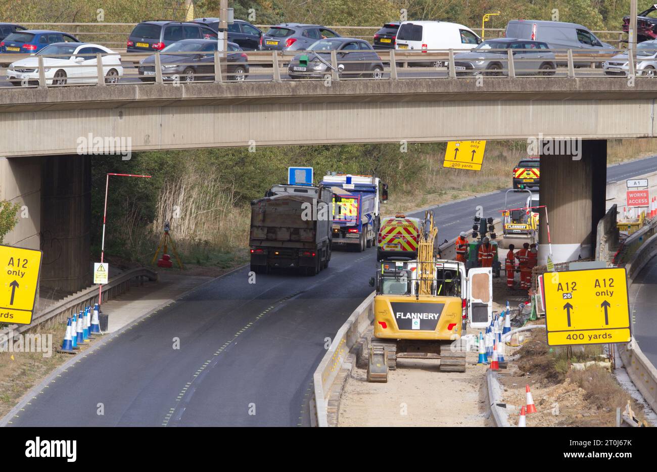 Colchester UK. 7th Oct 2023. Traffic is very slow moving as the