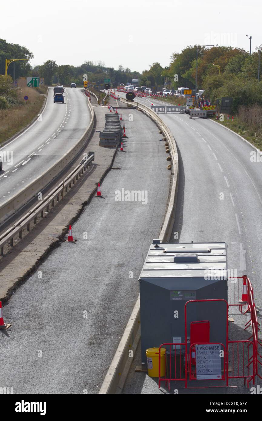 Colchester, UK. 7th Oct 2023. Traffic is very slow moving as the A12 at