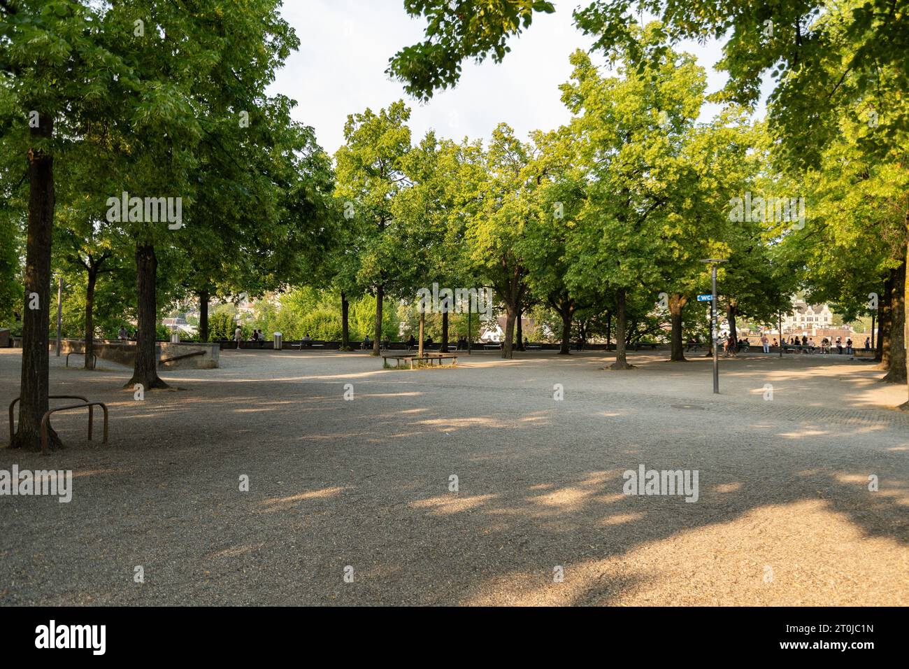 Zurich, Switzerland, June 17, 2023 Pretty little park with green trees