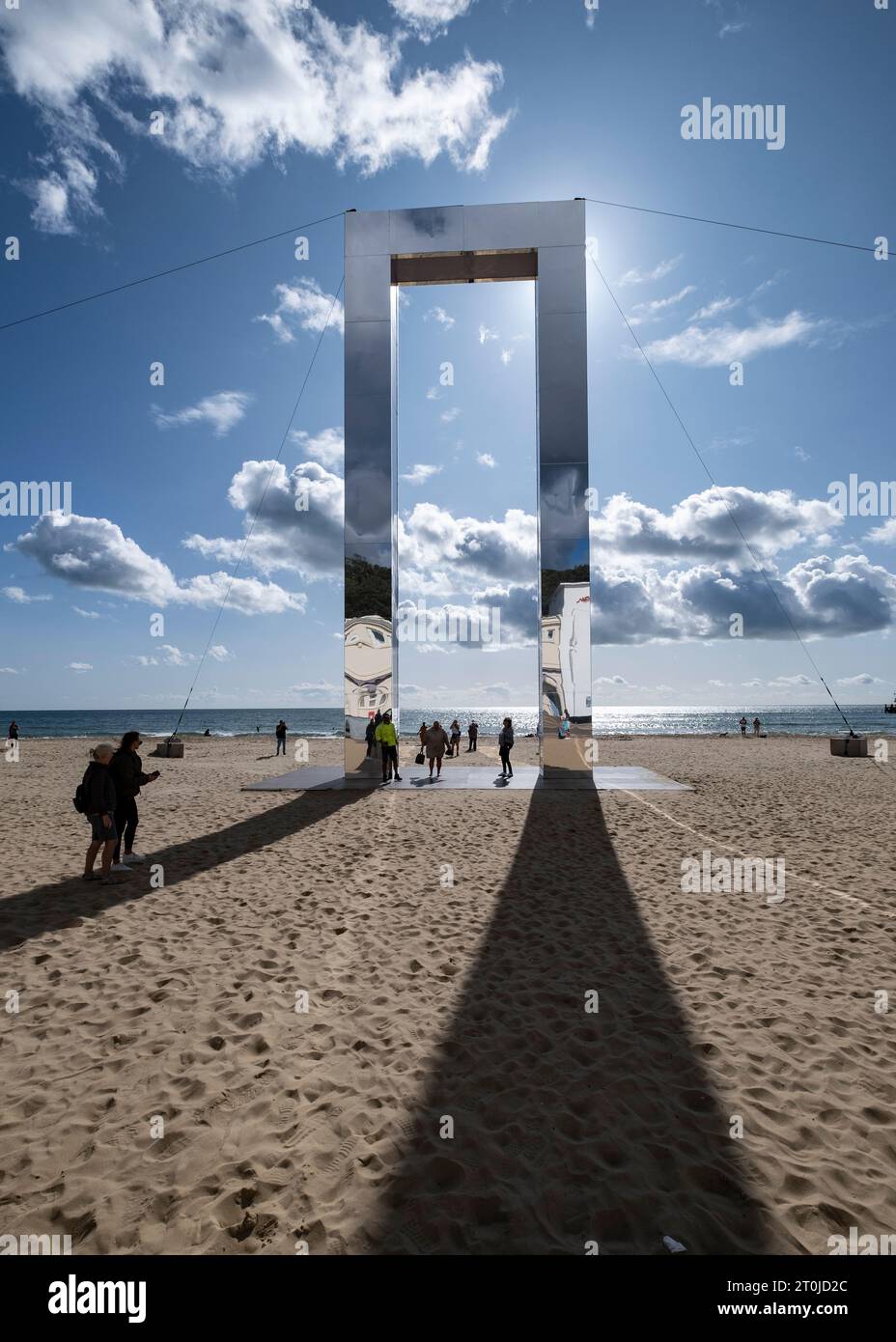 The "Portal" art work on public display at Bournemouth beach in Dorset