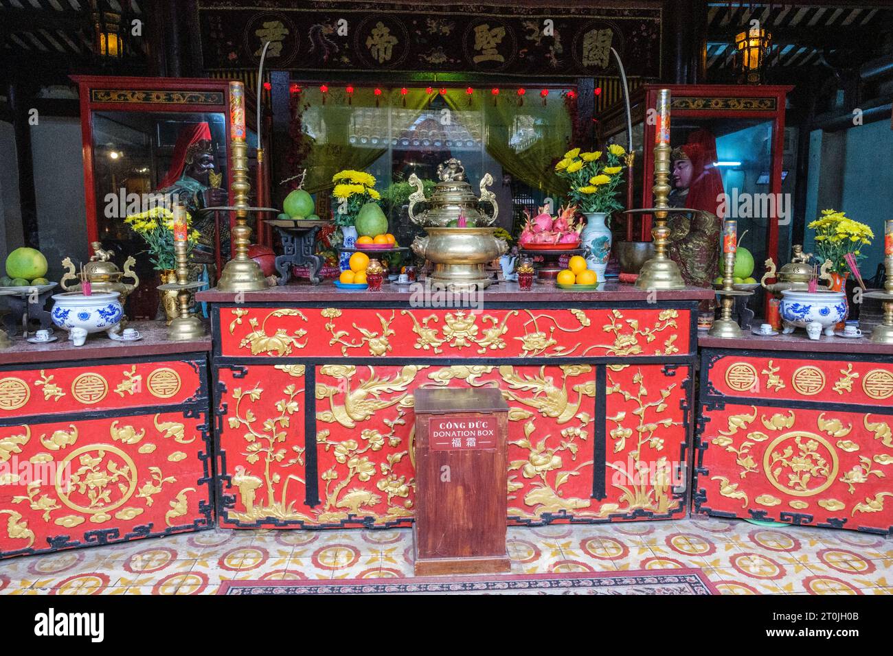 Hoi An, Vietnam. Sanctuary Altar of Quan Cong Temple. Stock Photo
