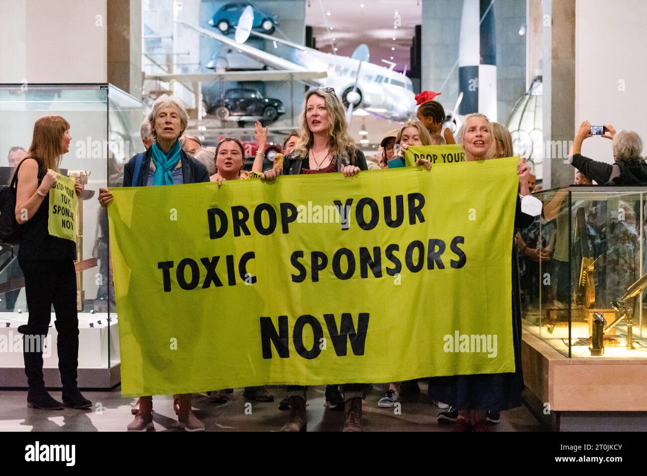 London, UK. 7 October 2023. Climate campaigners from Fossil Free ...