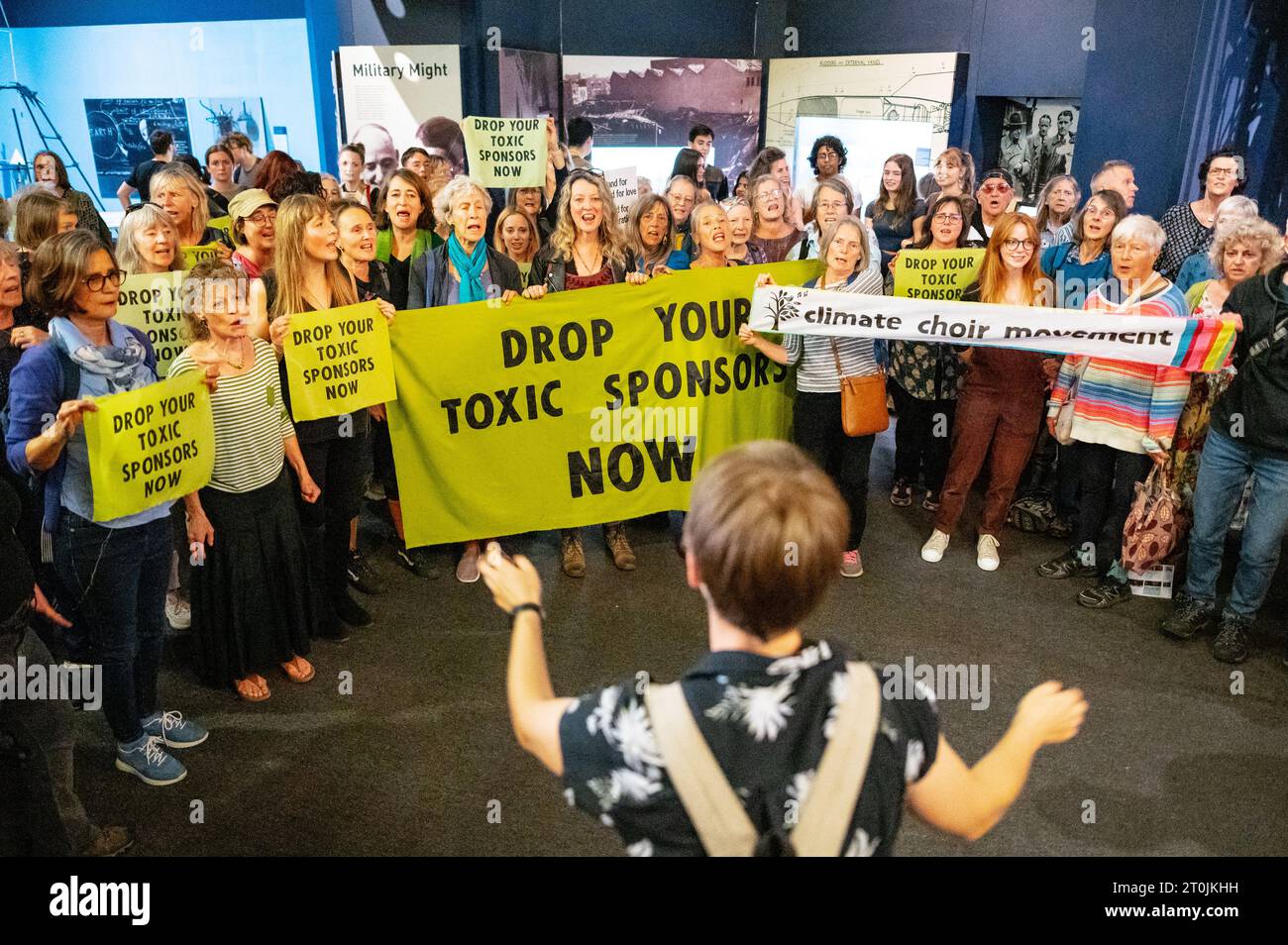 London, UK. 7 October 2023. Climate campaigners from Fossil Free ...