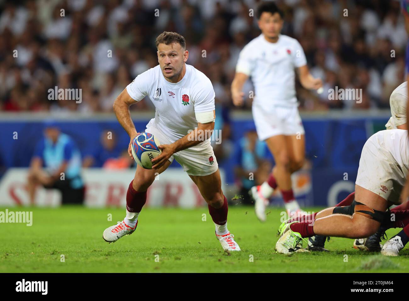 Lille, France. 7th Oct, 2023. Danny Care of England runs in to score a try during the Rugby World Cup 2023 match at Stade Pierre Mauroy, Lille. Picture credit should read: Paul Thomas/Sportimage Credit: Sportimage Ltd/Alamy Live News Stock Photo